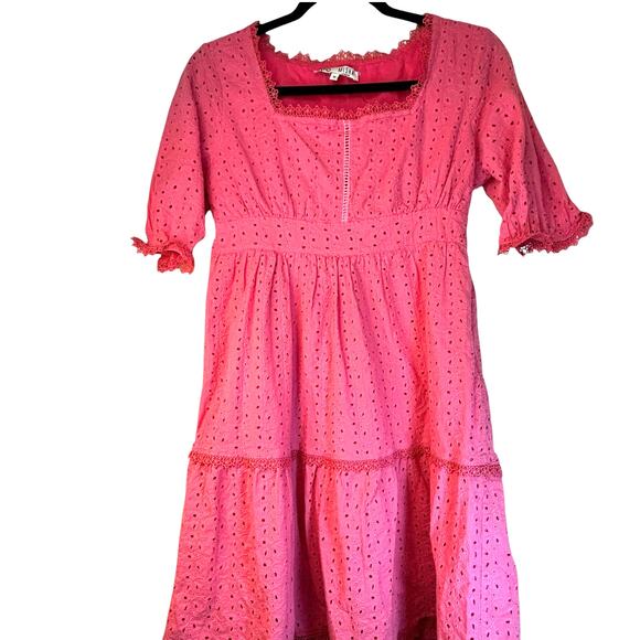 Misha Leisure Pink Eyelet Dress - Size 10 - Picture 2 of 16